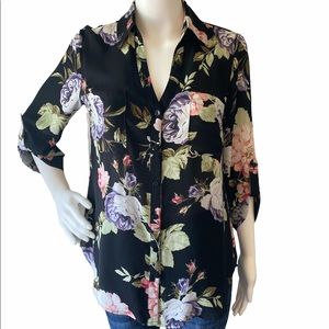 EUC A. Byer Floral Rose Blouse size Medium